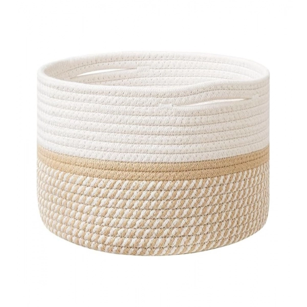 Dropship Cotton Storage Rope Woven Baskets 9x7 Inch Pack of 1 (Beige)