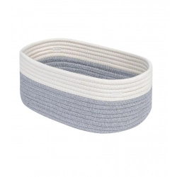 Cotton Oval Storage Rope Woven Baskets Pack of 1 (White Grey)