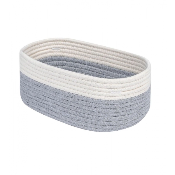 Dropship Cotton Oval Storage Rope Woven Baskets Pack of 1 (White Grey)