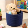Dropship Cotton Round Small Storage Basket 9x7 Inch Pack of 1 (Blue)