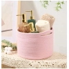 Dropship Cotton Round Small Storage Basket 9x7 Inch Pack of 1 (Baby Pink)