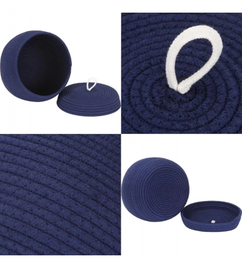 Cotton Bear Shaped Storage Matka Basket With Lid Pack of 1 (Blue)