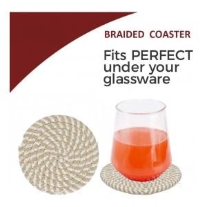 Generic Cotton Rope Drink Coasters 6 Pcs Set (Beige White)