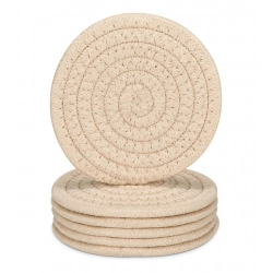 Cotton Rope Drink Coasters 6 Pcs Set (Cream)