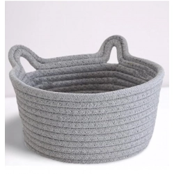 Cotton Plain Cat Basket 9x5 Inch Pack of 1 (Grey)
