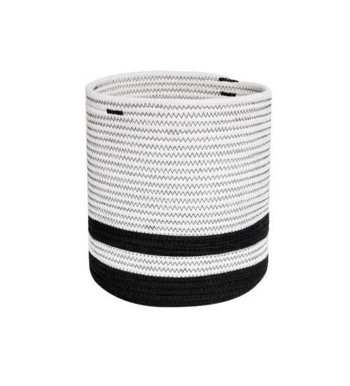Cotton Large Woven Storage Basket 10x10 Inch Pack of 1 (Black &White)
