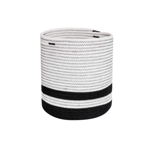 Dropship Cotton Large Woven Storage Basket 10x10 Inch Pack of 1 (Black &amp; White)