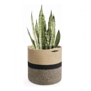 Generic Cotton Large Woven Storage Basket 11x11 Inch Pack of 1 (Beige)