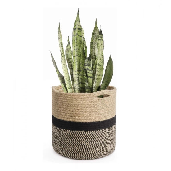 Dropship Cotton Large Woven Storage Basket 11x11 Inch Pack of 1 (Beige)