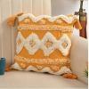 Dropship Cotton Tufted Cushion Pillow Cover 16x16 Inch Pack of 2 (Yellow White)