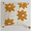 Dropship Cotton Flower Tufted Cushion Pillow Cover 16x16 Inch Pack of 2 (Yellow)