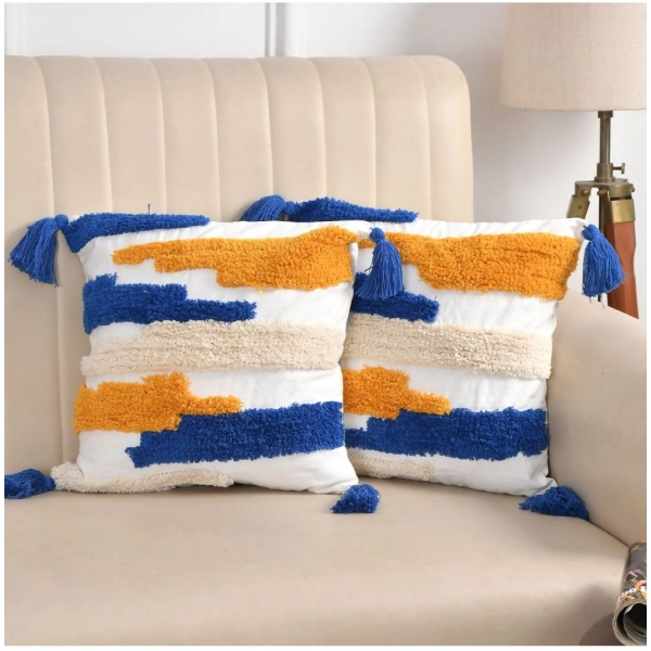 Dropship Cotton Tufted Cushion Pillow Cover 16x16 Inch Pack of 2 (CutSatal)