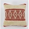Dropship Cotton Handcrafted Pit Loom Cushion Cover 16x16 Inch Pack of 2 (Red Cream)