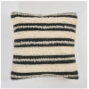 Dropship Cotton Striped Handcrafted Pit Loom Cushion Cover 16x16 Inch Pack of 2 (Black Cream)