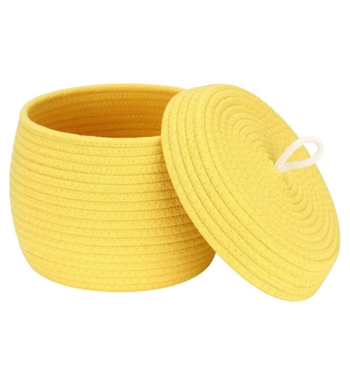 Cotton Bear Shaped Storage Matka Basket With Lid Pack of 1 (Yellow)