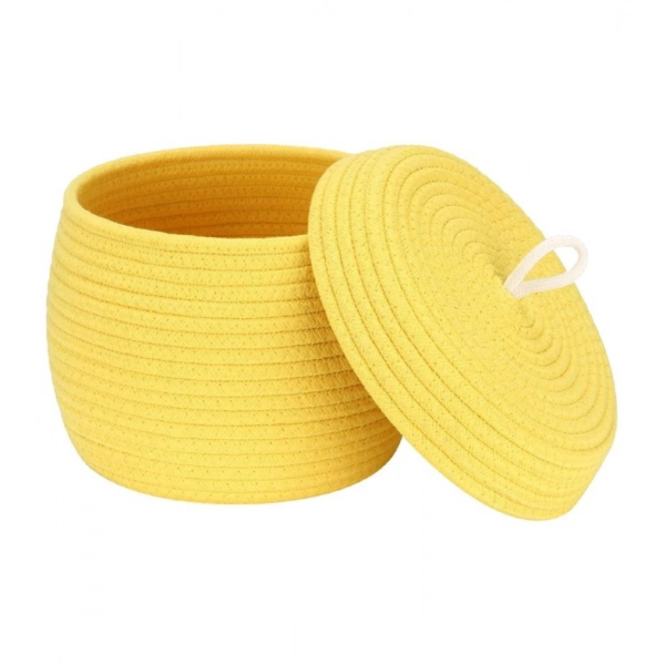 Dropship Cotton Bear Shaped Storage Matka Basket With Lid Pack of 1 (Yellow)
