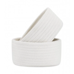 Cotton Storage Rope Woven Baskets Pack of 2 (White)