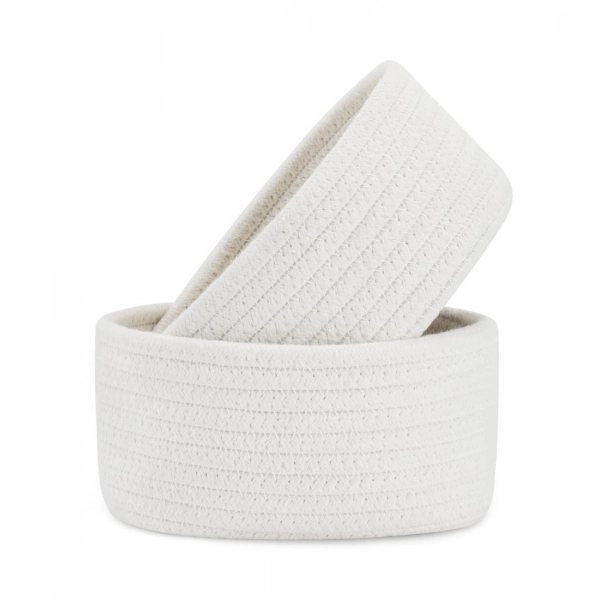 Dropship Cotton Storage Rope Woven Baskets Pack of 2 (White)