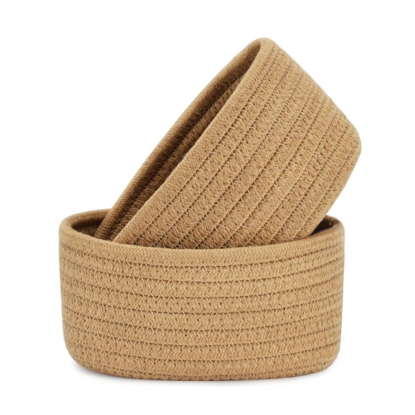 Dropship Cotton Storage Rope Woven Baskets Pack of 2 (Beige)