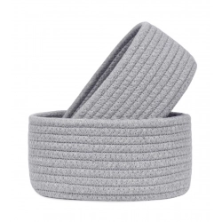Cotton Storage Rope Woven Baskets Pack of 2 (Grey)