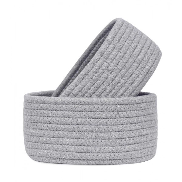 Dropship Cotton Storage Rope Woven Baskets Pack of 2 (Grey)