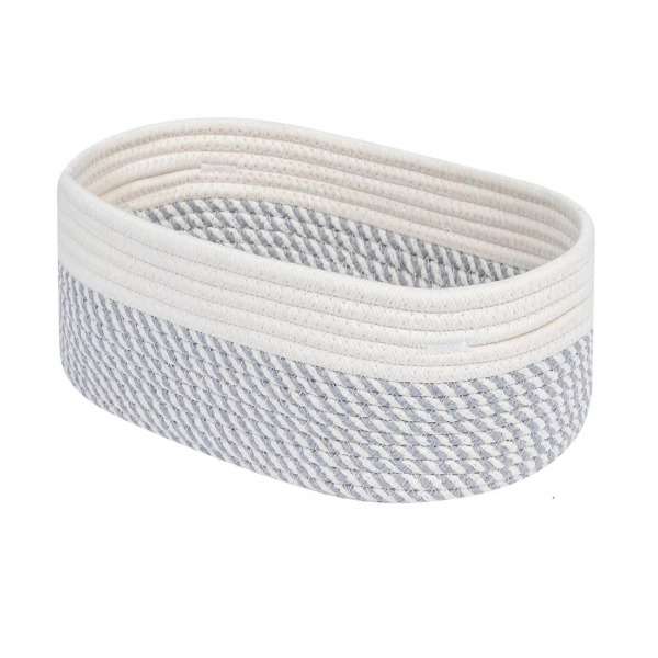 Dropship Cotton Oval Storage Rope Woven Baskets Pack of 1 (Grey White)