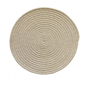 Generic Cotton Dining Table Round Placemat Mats Set of 4 (Beige White)