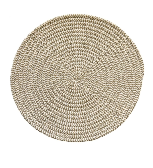 Cotton Dining Table Round Placemat Mats Set of 4 (Beige White)