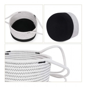 Generic Cotton Hanging Planter Flower Basket Pack of 1 (Black & White)
