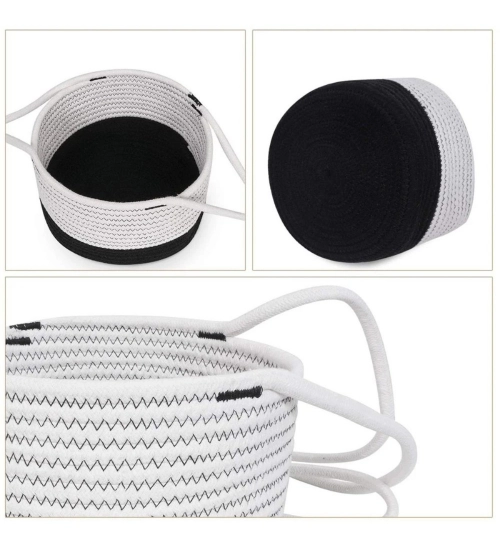 Cotton Hanging Planter Flower Basket Pack of 1 (Black &White)