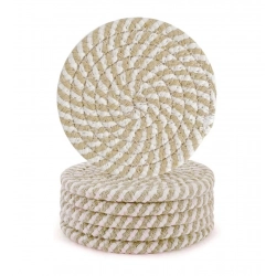 Cotton Rope Drink Coasters 6 Pcs Set (Beige White)