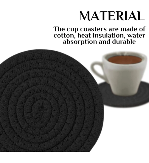 Cotton Rope Drink Coasters 4 Pcs Set (Black)