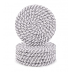Cotton Rope Drink Coasters 6 Pcs Set (Grey White)