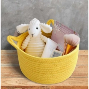 Generic Cotton Plain Cat Basket 9x5 Inch Pack of 1 (Yellow)