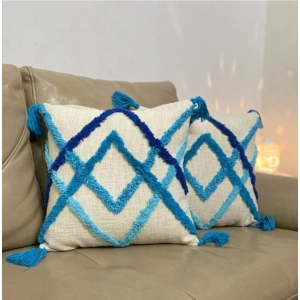 Generic Cotton Tufted Cushion Pillow Cover 16x16 Inch Pack of 2 (Slug Double)