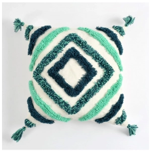 Generic Cotton Tufted Cushion Pillow Cover 16x16 Inch Pack of 2 (Green)