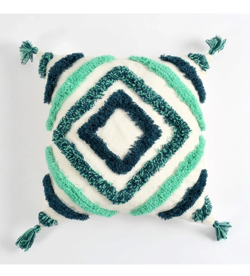 Cotton Tufted Cushion Pillow Cover 16x16 Inch Pack of 2 (Green) Cotton Tufted Cushion Pillow Cover 16x16 Inch Pack of 2 (Green)