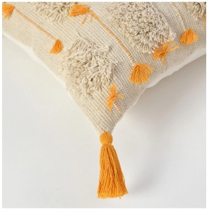 Generic Cotton Handcrafted Pit Loom Cushion Cover 16x16 Inch Pack of 2 (Yellow)