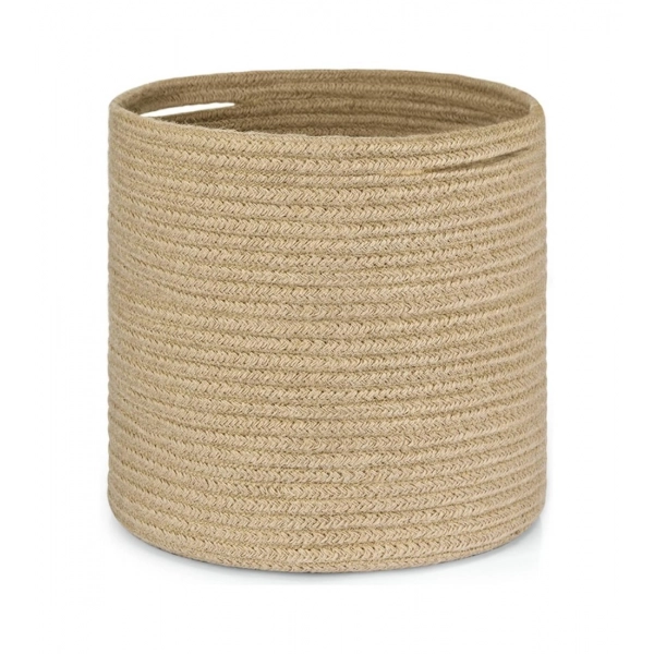 Dropship Cotton Large Woven Storage Basket 11x11 Inch Pack of 1 (Beige)