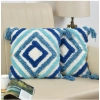 Dropship Cotton Tufted Cushion Pillow Cover 16x16 Inch Pack of 2 (Blue)