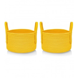Cotton Round Storage Rope Woven Baskets Pack of 2 (Yellow)