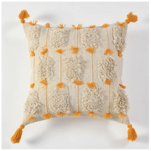 Generic Cotton Handcrafted Pit Loom Cushion Cover 16x16 Inch Pack of 2 (Yellow)