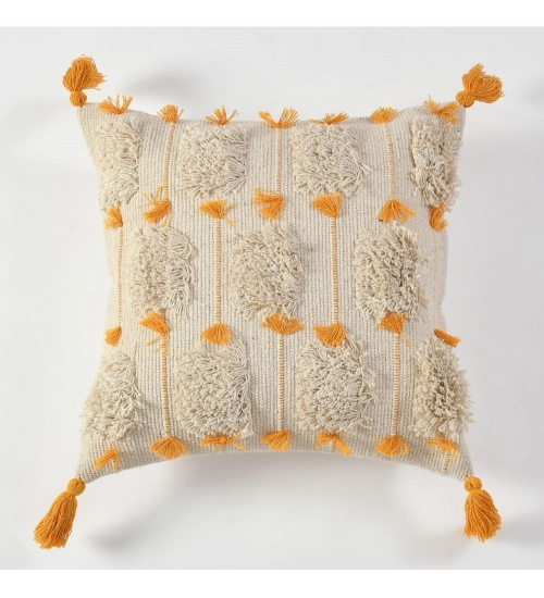 Cotton Handcrafted Pit Loom Cushion Cover 16x16 Inch Pack of 2 (Yellow) Cotton Handcrafted Pit Loom Cushion Cover 16x16 Inch Pack of 2 (Yellow)