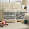Dropship Cotton Diamond Handcrafted Pit Loom Cushion Cover 16x16 Inch Pack of 2 (Grey Cream)