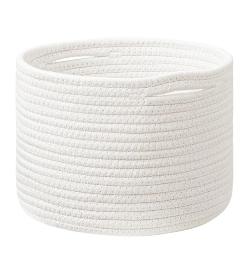 Cotton Storage Rope Woven Baskets 9x7 Inch Pack of 1 (White)