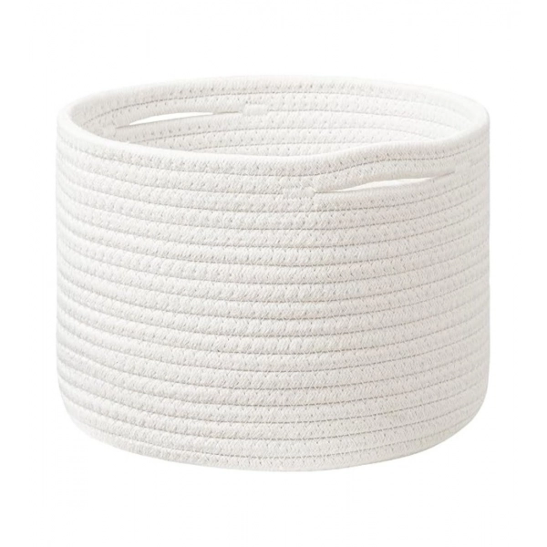Dropship Cotton Storage Rope Woven Baskets 9x7 Inch Pack of 1 (White)