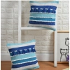 Dropship Cotton Handcrafted Pit Loom Cushion Cover 16x16 Inch Pack of 2 (Blue)