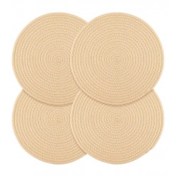 Cotton Dining Table Round Placemat Mats Set of 4 (Cream)