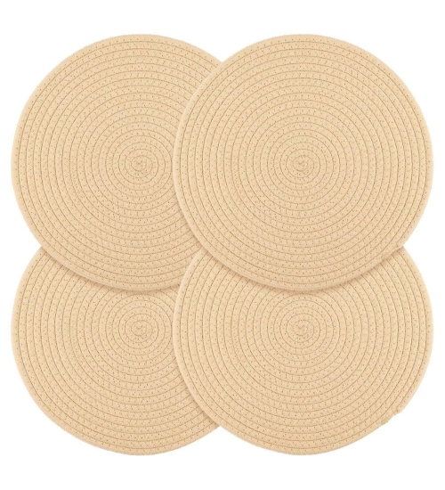 Cotton Dining Table Round Placemat Mats Set of 4 (Cream)