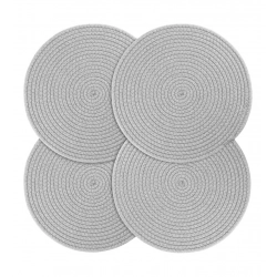 Cotton Dining Table Round Placemat Mats Set of 4 (Grey)